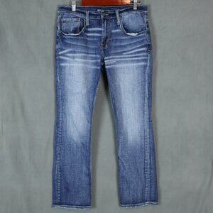 BKE Buckle Jeans Mens 32x30 Blue Jake Straight Whiskering Cowboy Stretch Denim